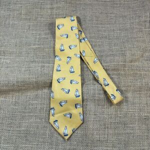 Vintage Chaps Ralph Lauren Golden Yellow Sailboat Silk Neck Tie USA New w Tag